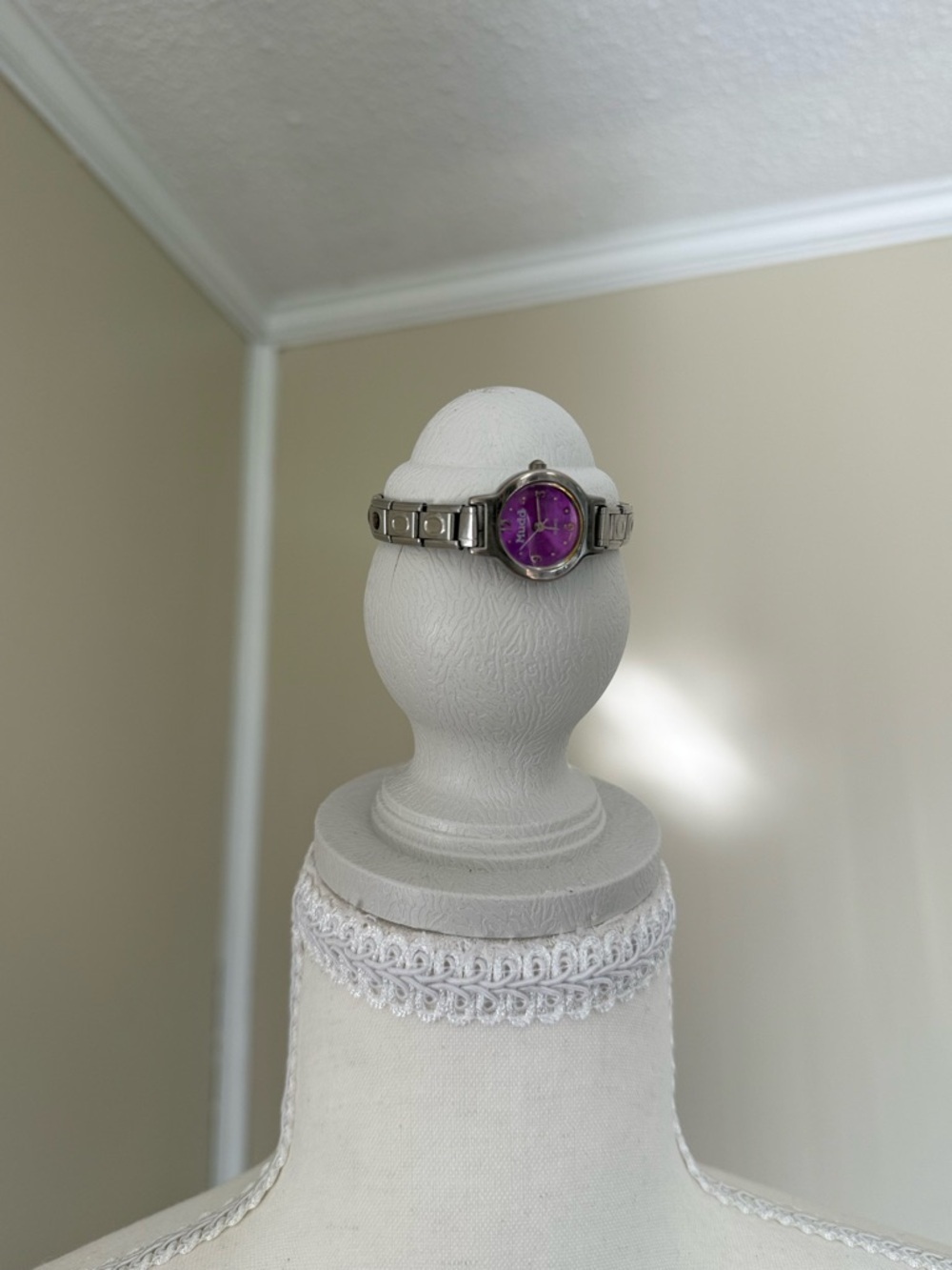 Vintage Mudd Watch Silver Bracelet Watch with Purple Dial Y2K Mudd - Picture 2 of 3